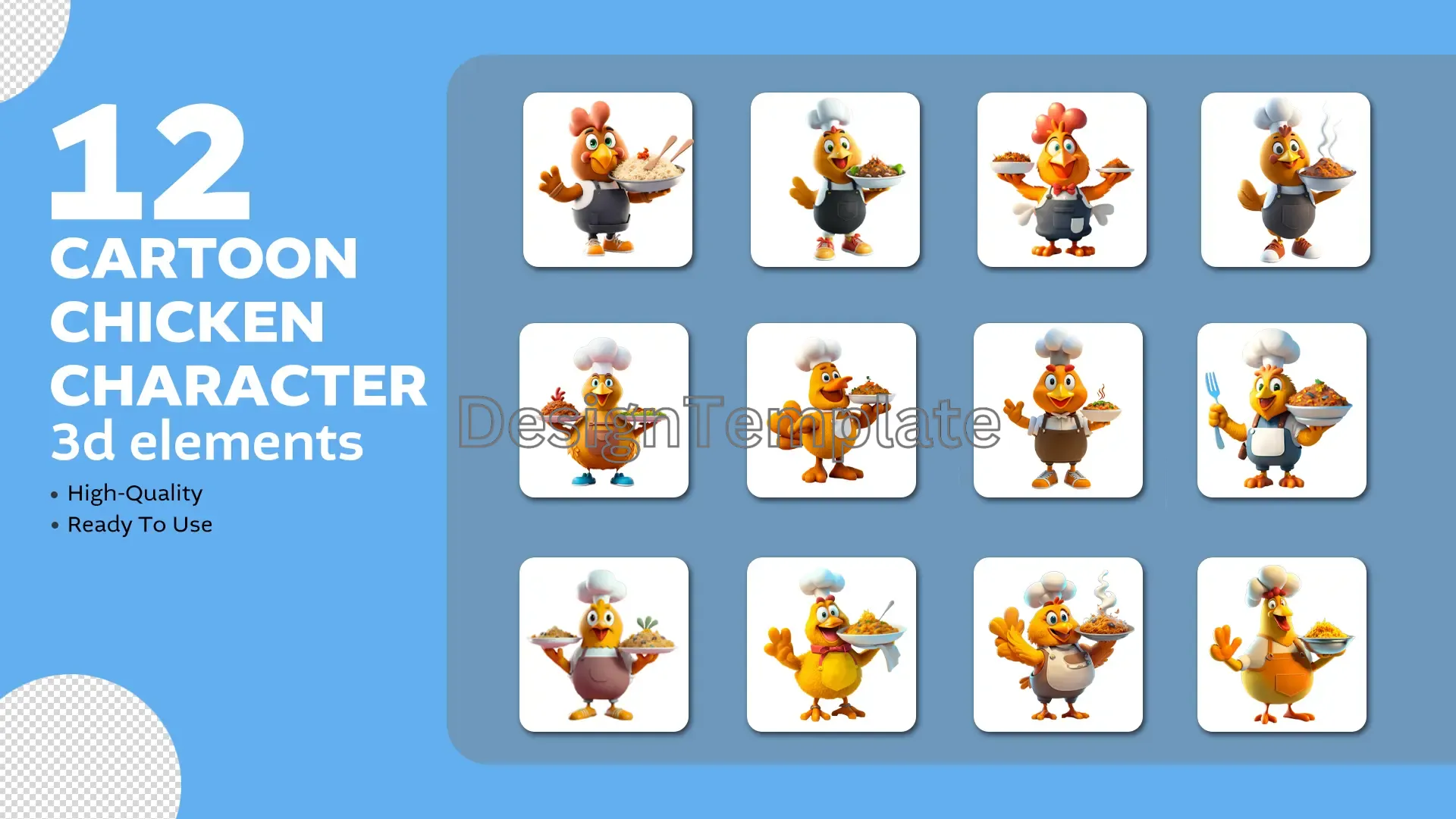 Farmyard Fun Cartoon Chicken Characters 3D Pack